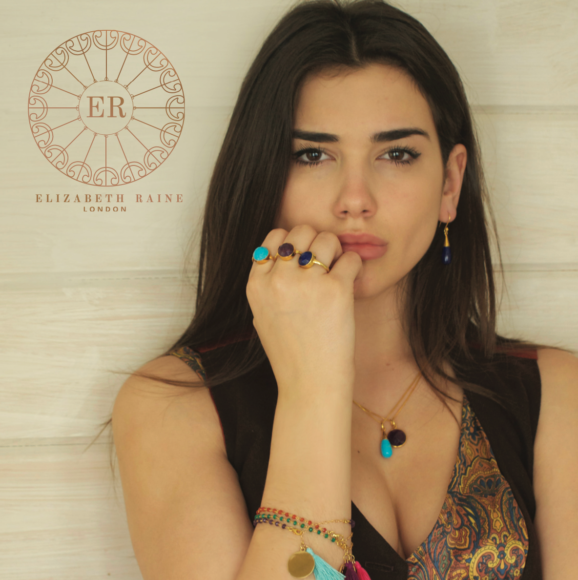 Dua Lipa wearing Elizabeth Raine jewelry