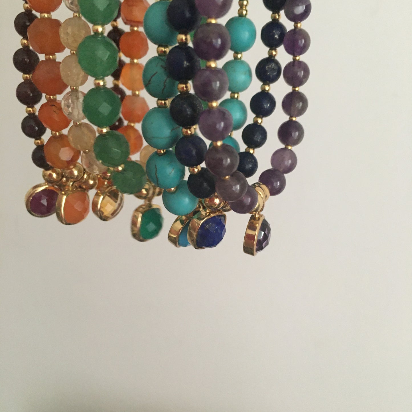 18K Gold Green Onyx Heart Chakra Bracelet | May Birthstone