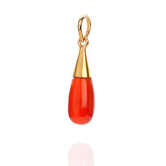 18K Gold Carnelian Sacral Chakra Droplet Pendant Necklace | August Birthstone