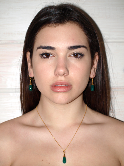 18K Gold Lapis Lazuli Third Eye Chakra Droplet Pendant Necklace