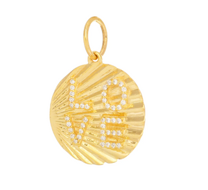 14ct Yellow Gold Diamond Sunray Love Pendant