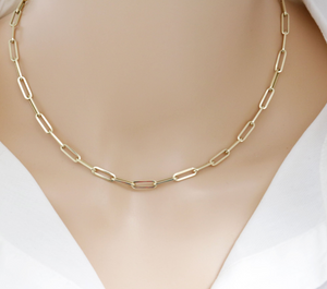 14Ct Gold PaperclipChain Necklace Midweight