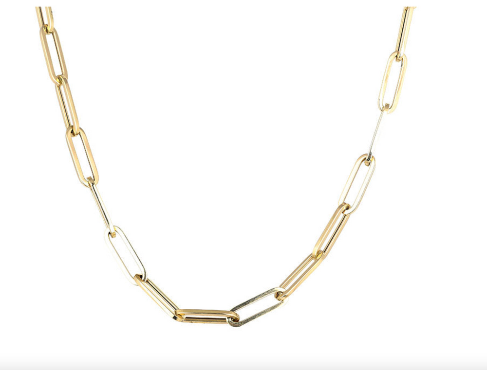 14Ct Gold PaperclipChain Necklace Midweight