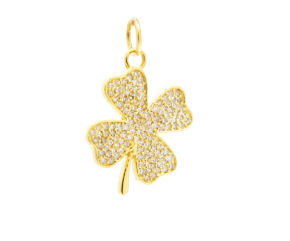 14ct Gold Four Leaf Lucky Clover Diamond Pendant Charm