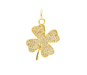 14ct Gold Four Leaf Lucky Clover Diamond Pendant