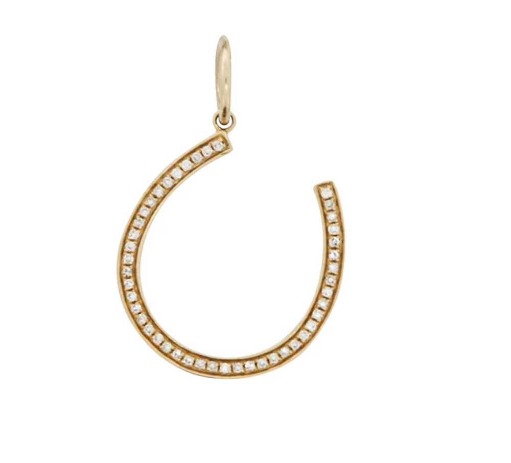 14ct Gold Lucky Horseshoe Diamond Pendant