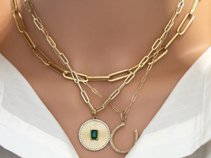 14ct Gold Lucky Horseshoe Diamond Pendant