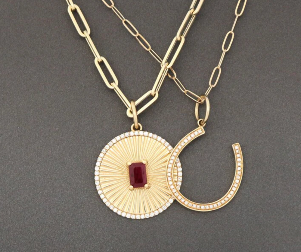 14ct Gold Lucky Horseshoe Diamond Pendant