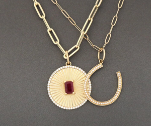 14ct Gold Lucky Horseshoe Diamond Pendant