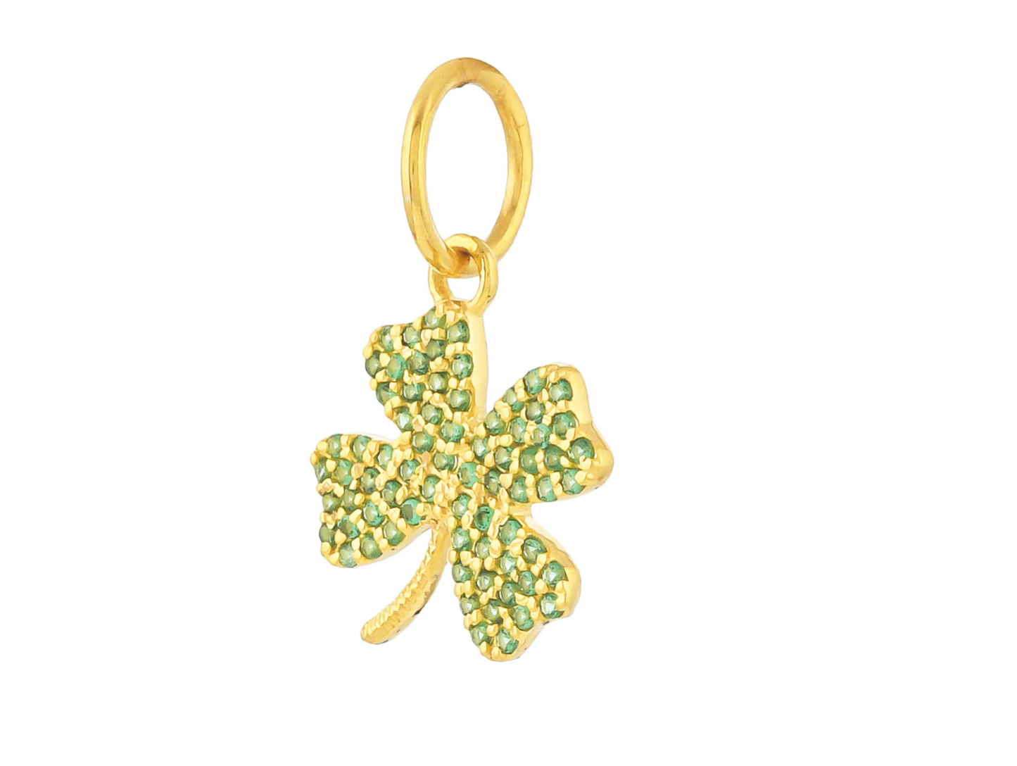 14ct Gold Four Leaf Lucky Clover Emerald Pendant Charm