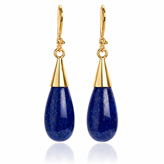 18K Gold Lapis Lazuli Third Eye Chakra Earrings | December Birthstone