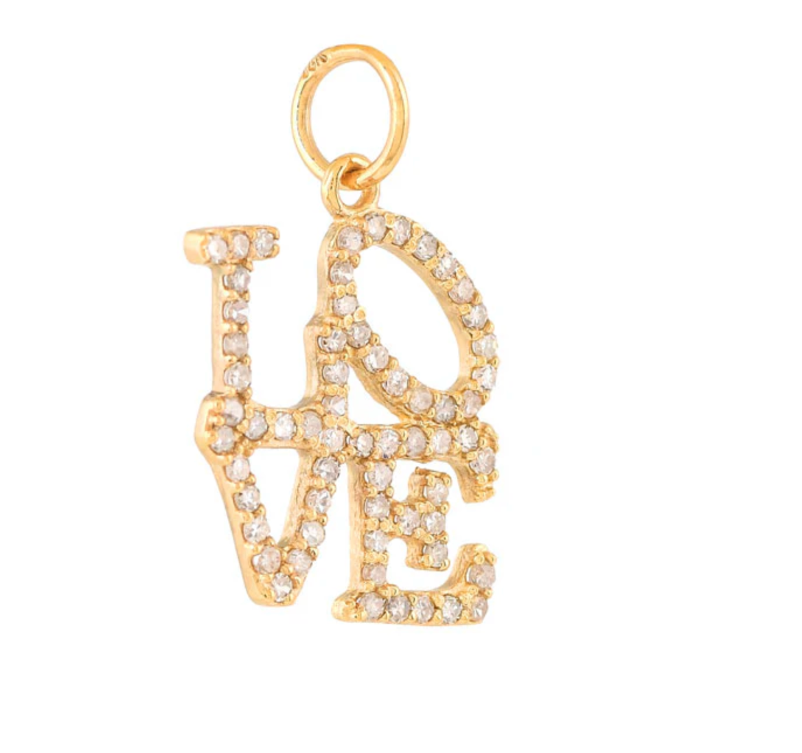14ct Yellow Gold Diamond Love Letter Pendant Charm