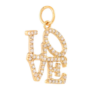 14ct Yellow Gold Diamond Love Letter Pendant Charm
