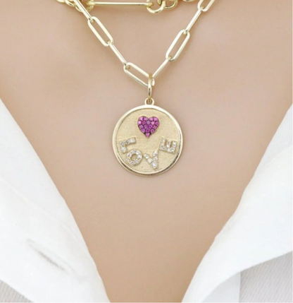 14ct Yellow Gold Diamond Love Heart Pendant Charm