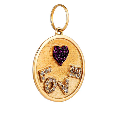 14ct Yellow Gold Diamond Love Heart Pendant Charm