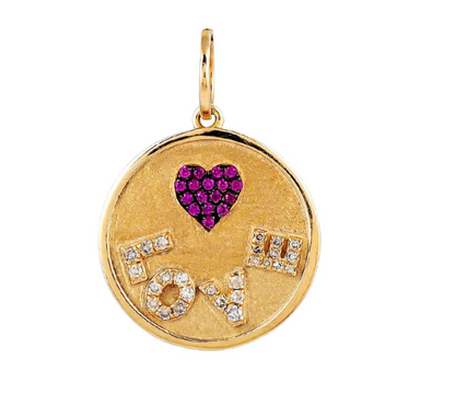 14ct Yellow Gold Diamond Love Heart Pendant Charm