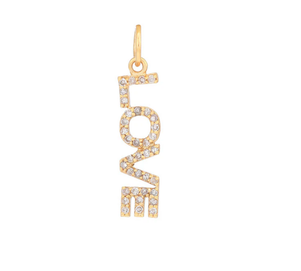 14ct Yellow Gold Diamond Love Graffiti Letter Pendant