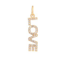 14ct Yellow Gold Diamond Love Graffiti Letter Pendant