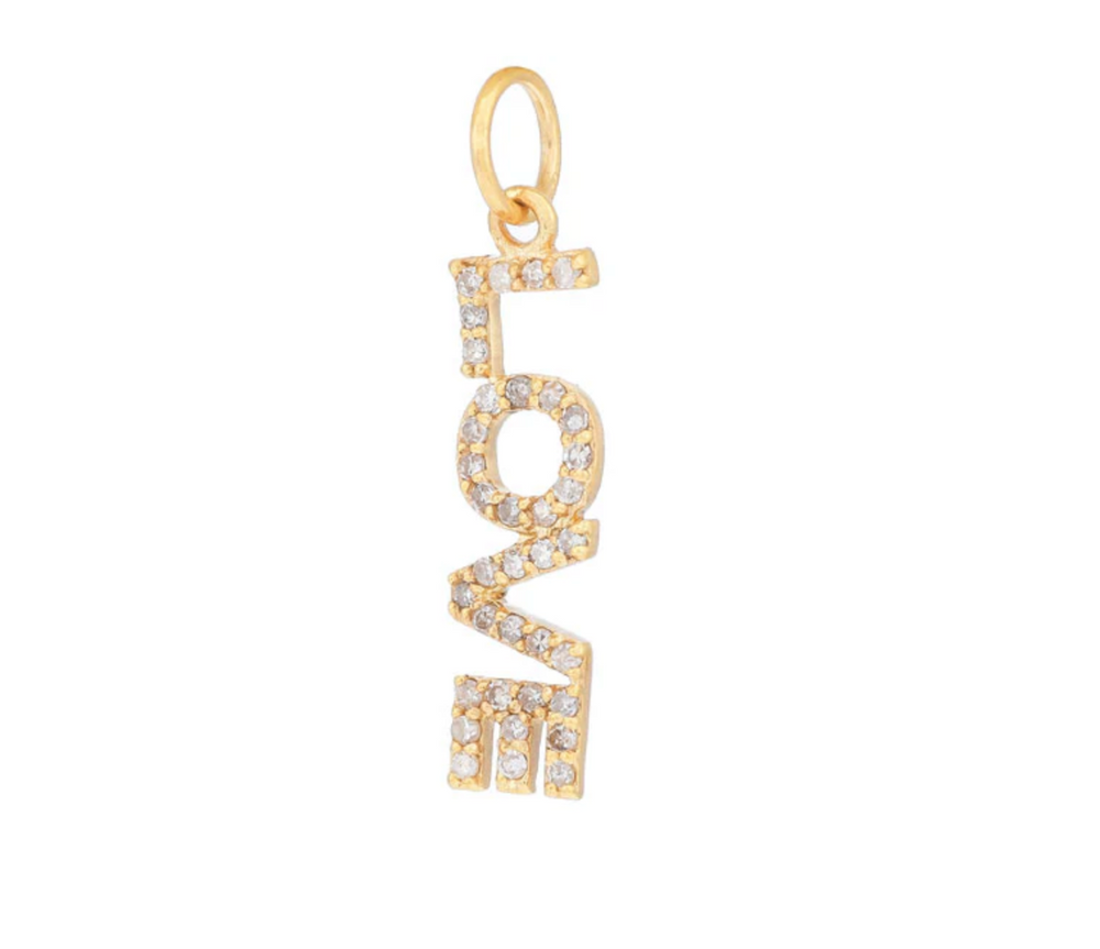14ct Yellow Gold Diamond Love Graffiti Letter Pendant
