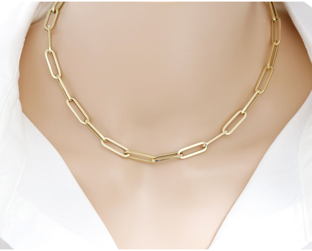 14Ct Gold PaperclipChain Necklace Heavyweight
