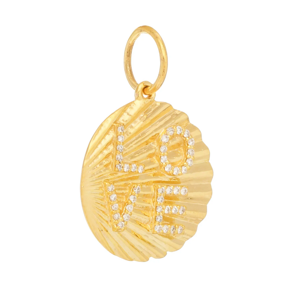 14ct Yellow Gold Diamond Sunray Love Pendant