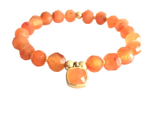 18K Gold Carnelian Sacral Chakra Bracelet ( Emotional Balance )