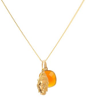 18K Gold Buddha Head Amulet Pendant Necklace