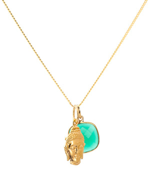 18K Gold Buddha Head Amulet Pendant Necklace