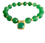 18K Gold Green Onyx Heart Chakra Bracelet ( Love )