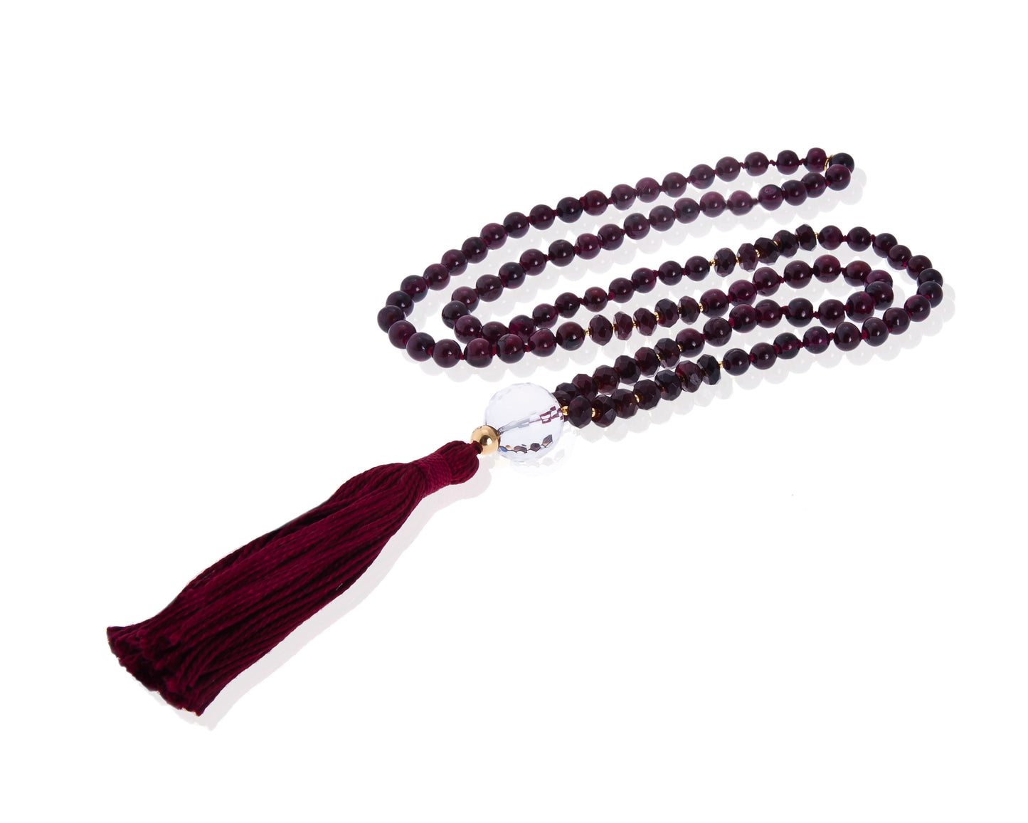 Garnet 24 Kt Gold Vermeil Mala Necklace (Passion and Success)