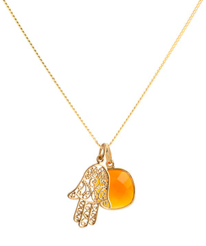 18K Gold Hamsa Amulet Necklace