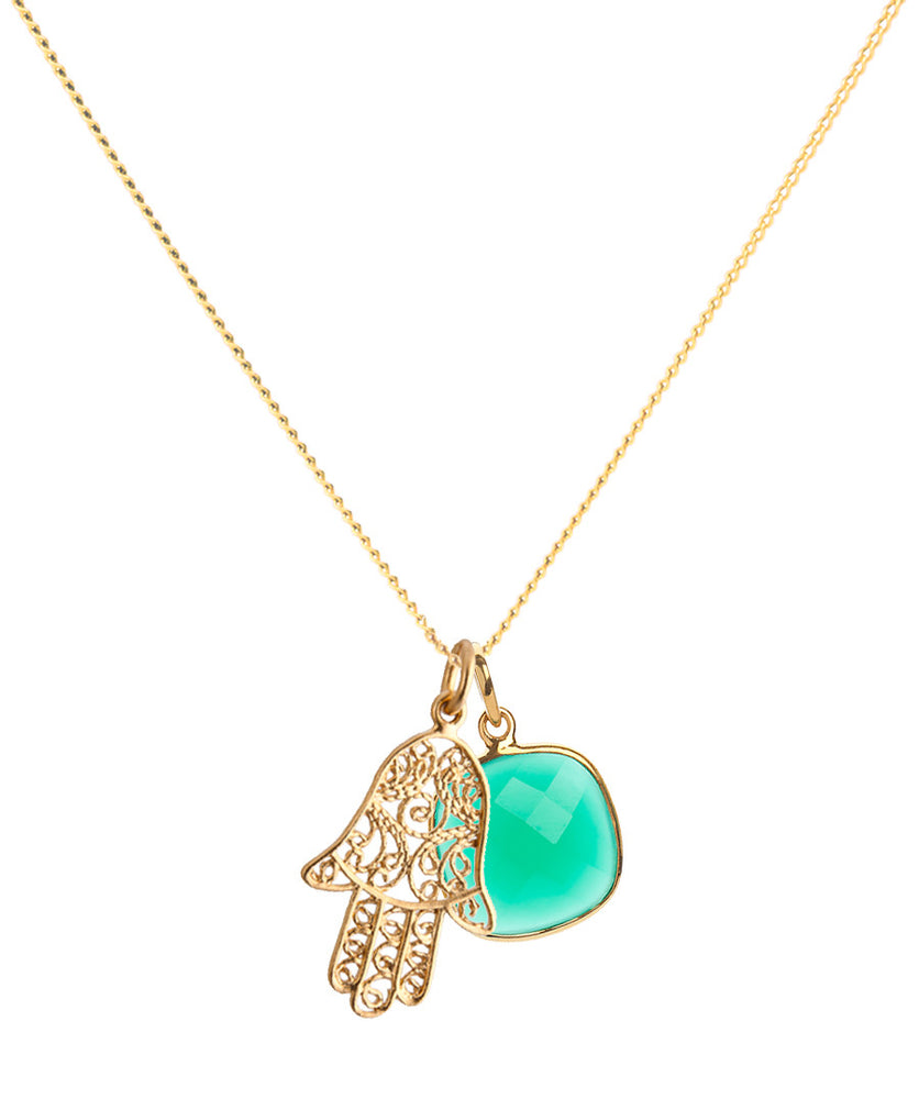 18K Gold Hamsa Amulet Necklace