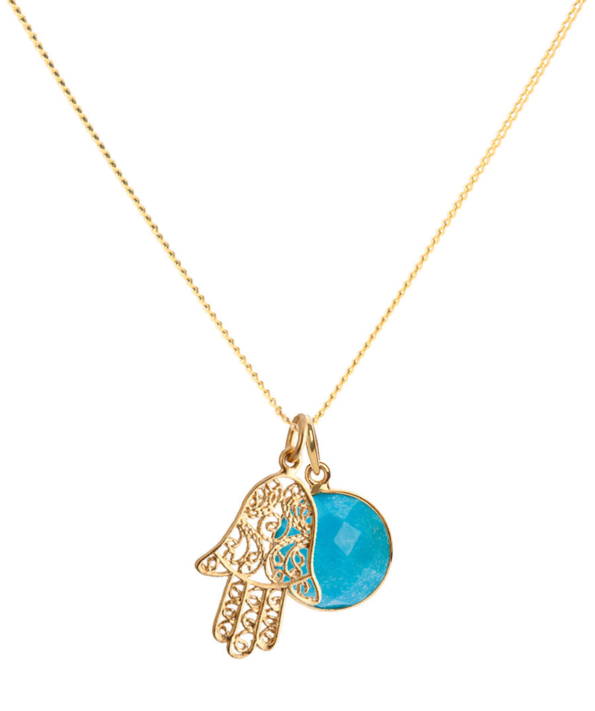 18K Gold Hamsa Amulet Necklace