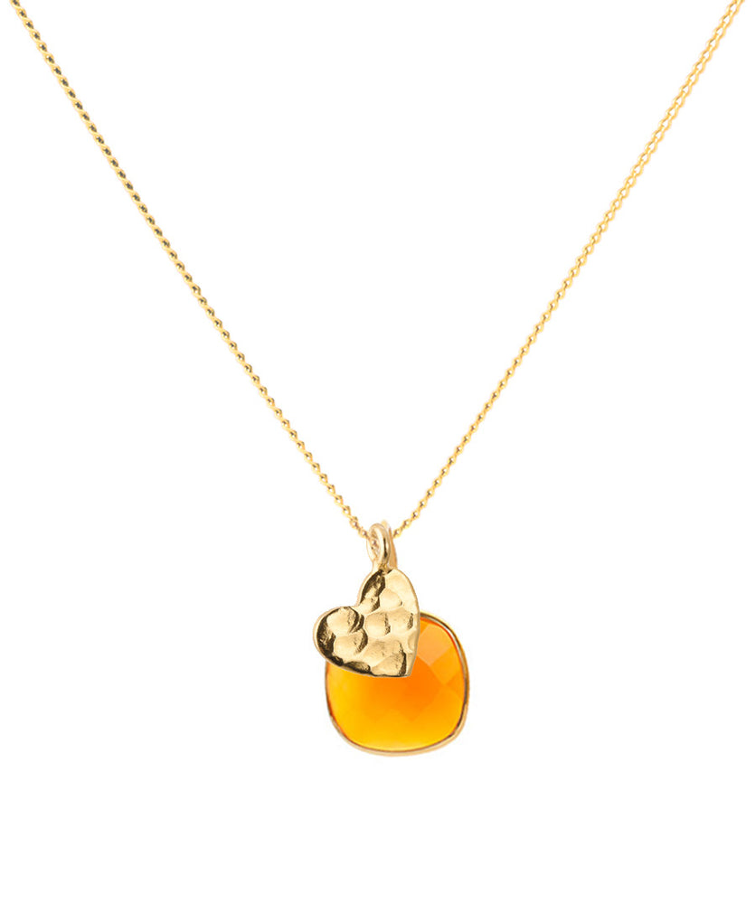 18K Gold  Heart Amulet Pendant Necklace