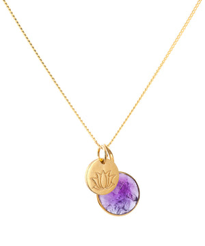 18K Gold Lotus Amulet Pendant Necklace