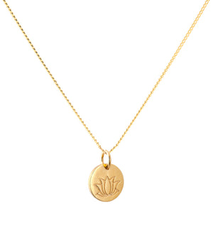 18K Gold Lotus Amulet Pendant Necklace