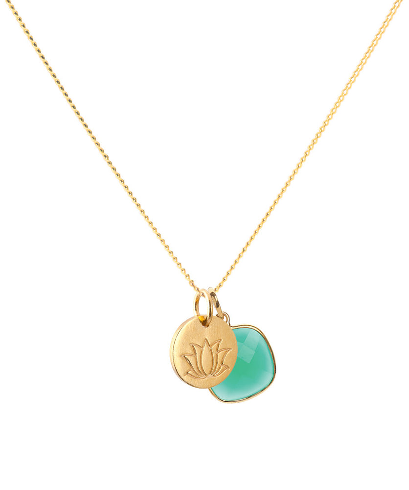 18K Gold Lotus Amulet Pendant Necklace