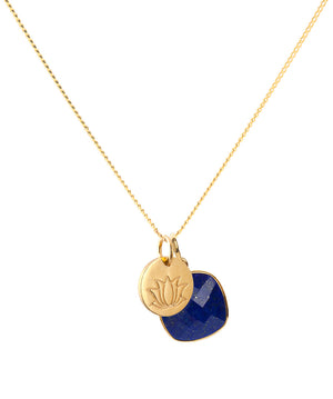 18K Gold Lotus Amulet Pendant Necklace