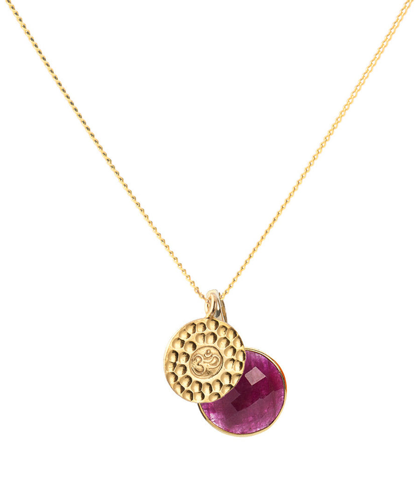 18K Gold OM Amulet Pendant Necklace