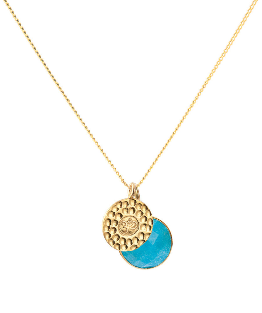 18K Gold OM Amulet Pendant Necklace