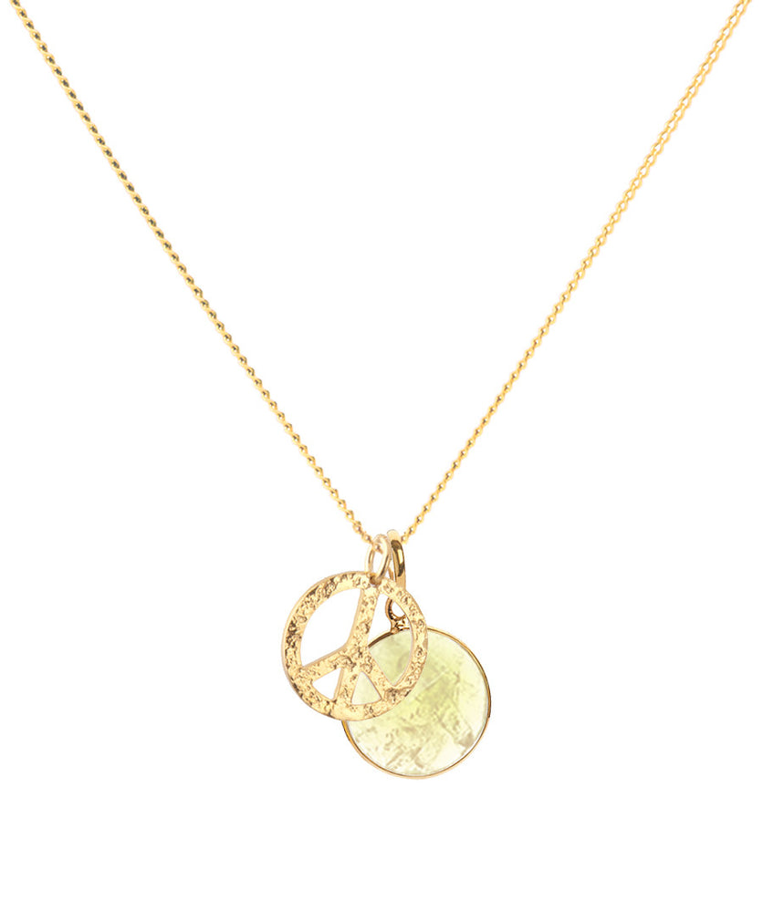 18K Gold Peace Amulet Pendant Necklace