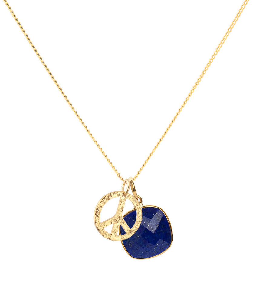 18K Gold Peace Amulet Pendant Necklace