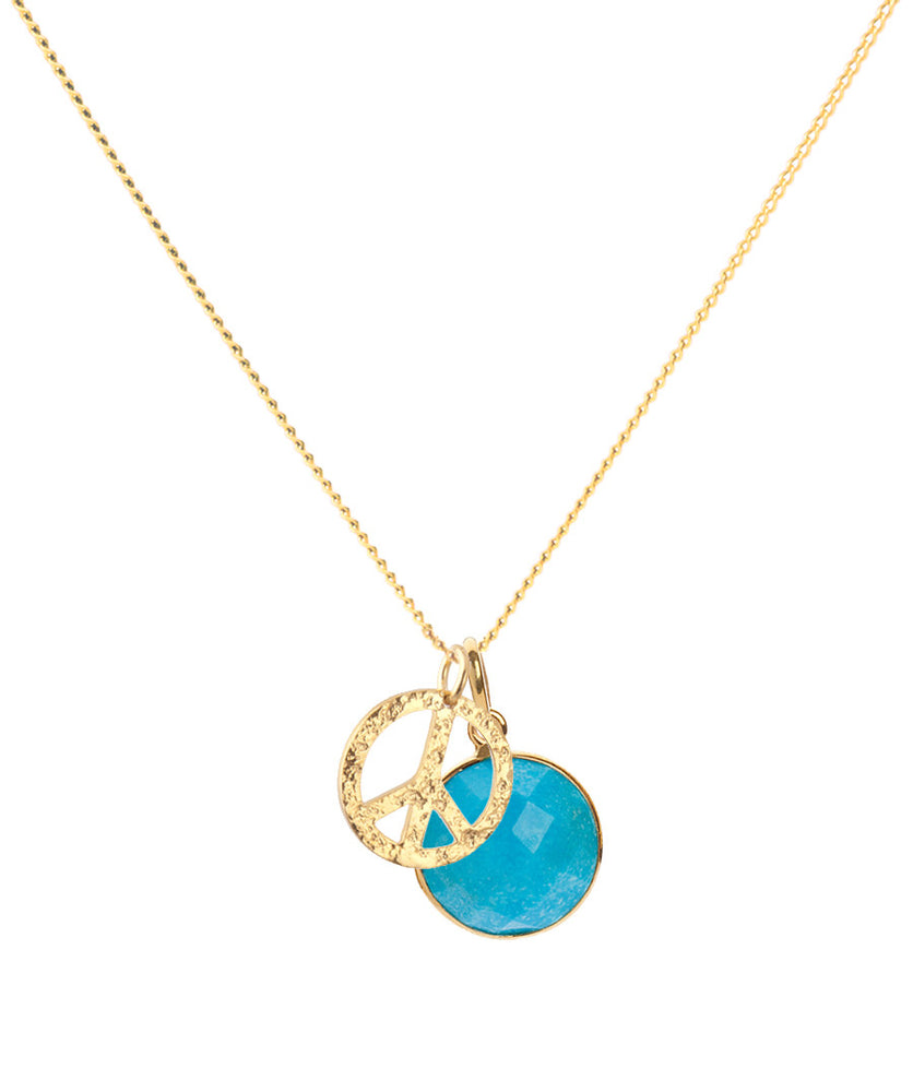 18K Gold Peace Amulet Pendant Necklace