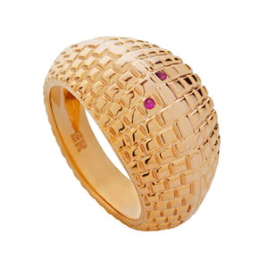 18 KT YELLOW GOLD RUBY THE YELLOW BRICK ROAD RING