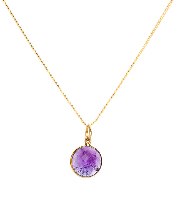 18K Gold Amethyst Crown Chakra Pendant Necklace