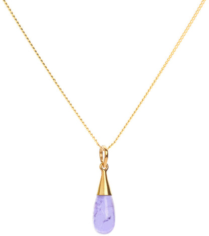 18K Gold Amethyst Crown Chakra Droplet Pendant Necklace