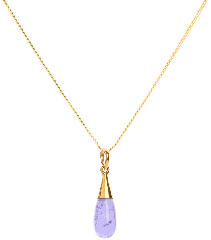 18K Gold Amethyst Crown Chakra Droplet Pendant Necklace & Earrings Gift Set