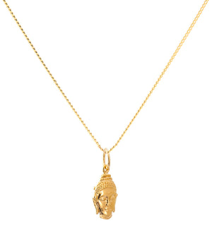 18K Gold Buddha Head Amulet Pendant Necklace