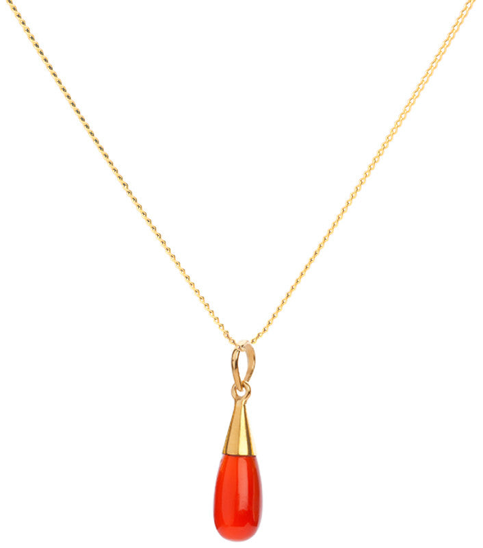 18K Gold Carnelian Sacral Chakra Droplet Necklace and Earring Set