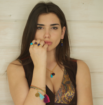 18K Gold Turquoise Throat Chakra Droplet Necklace & Earrings Gift Set
